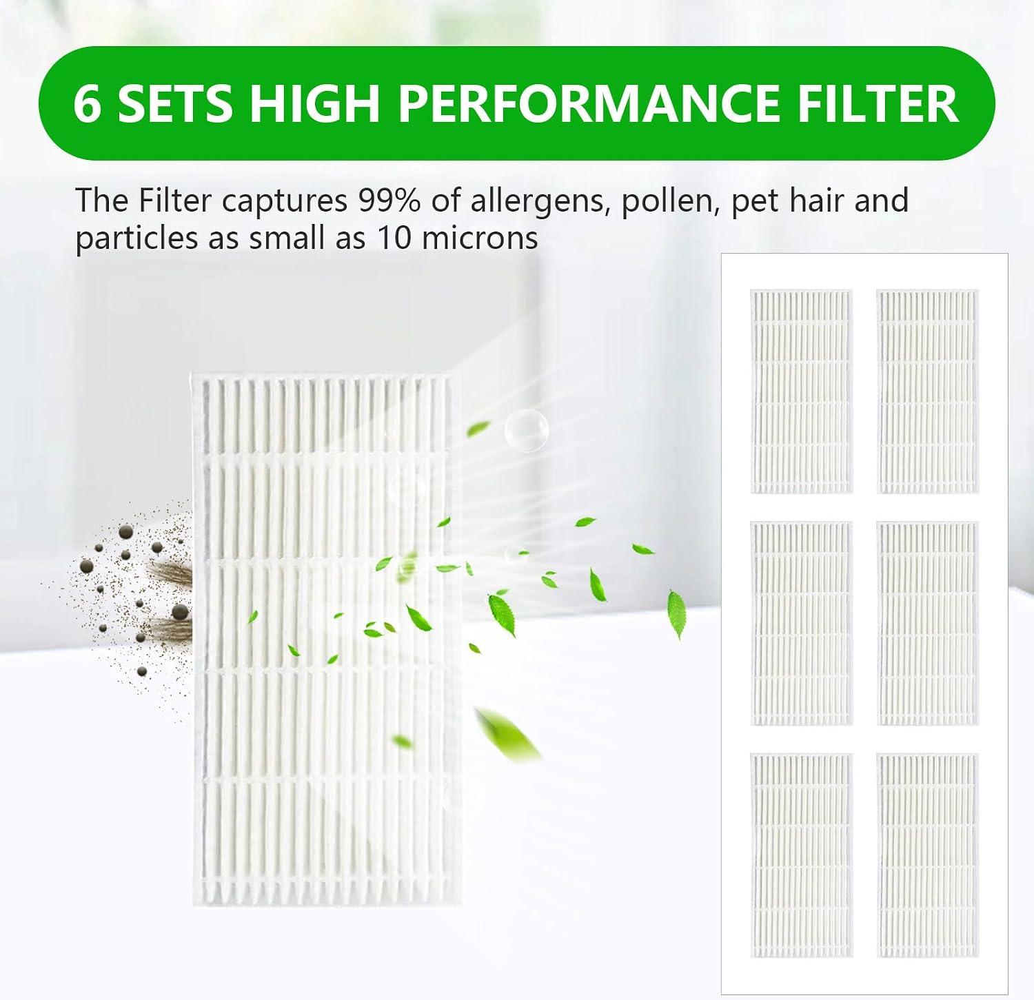 Replacement Parts for ROPVACNIC A1/S1 Vaccum Cleaner Accessory kits with 6 filters, 6 Spare Side Brushes.