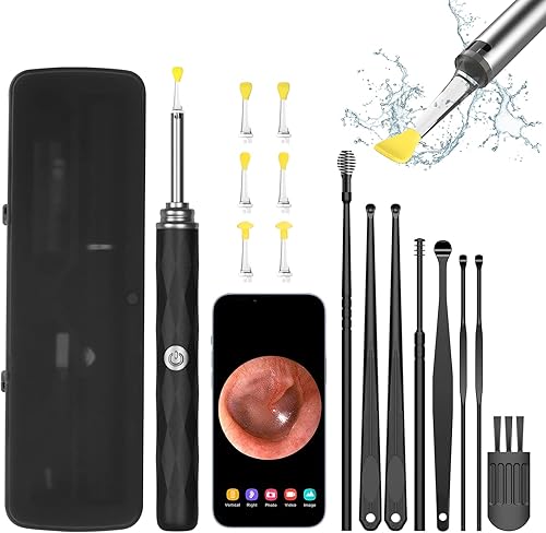 Ear Cleaner, Ear Wax Removal Tool with 1296P Camera, Ear Cleaning Kit with 8 Pcs Ear Set and 5 Auxiliary Accessories, Earwax Remover with Light,