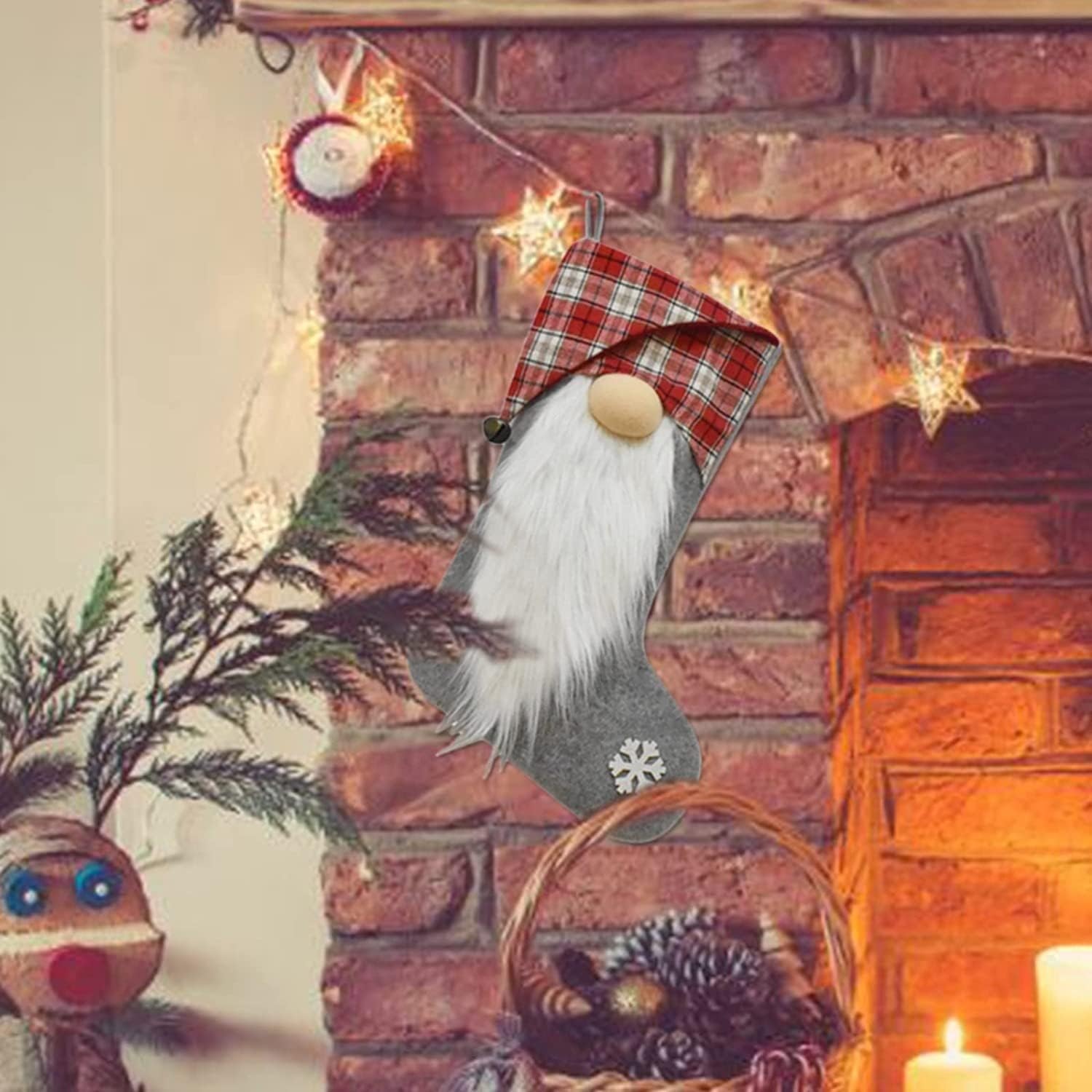 Christmas Stocking,Hanging Beads for Doorways 70's Big Stockings Candy Gift Socks Christmas Decorations Home Holiday Christmas Party Decorations Plastic Ornament Hooks Clear