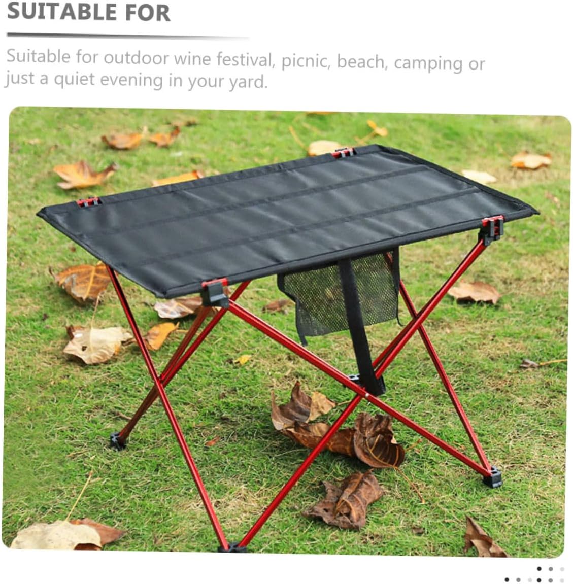 Zerodeko Folding Camping Table and Portable Picnic Table, Medium Red Aluminum Alloy Foldable Outdoor Beach Desk for Hiking, Car Travel, and Picnic Use