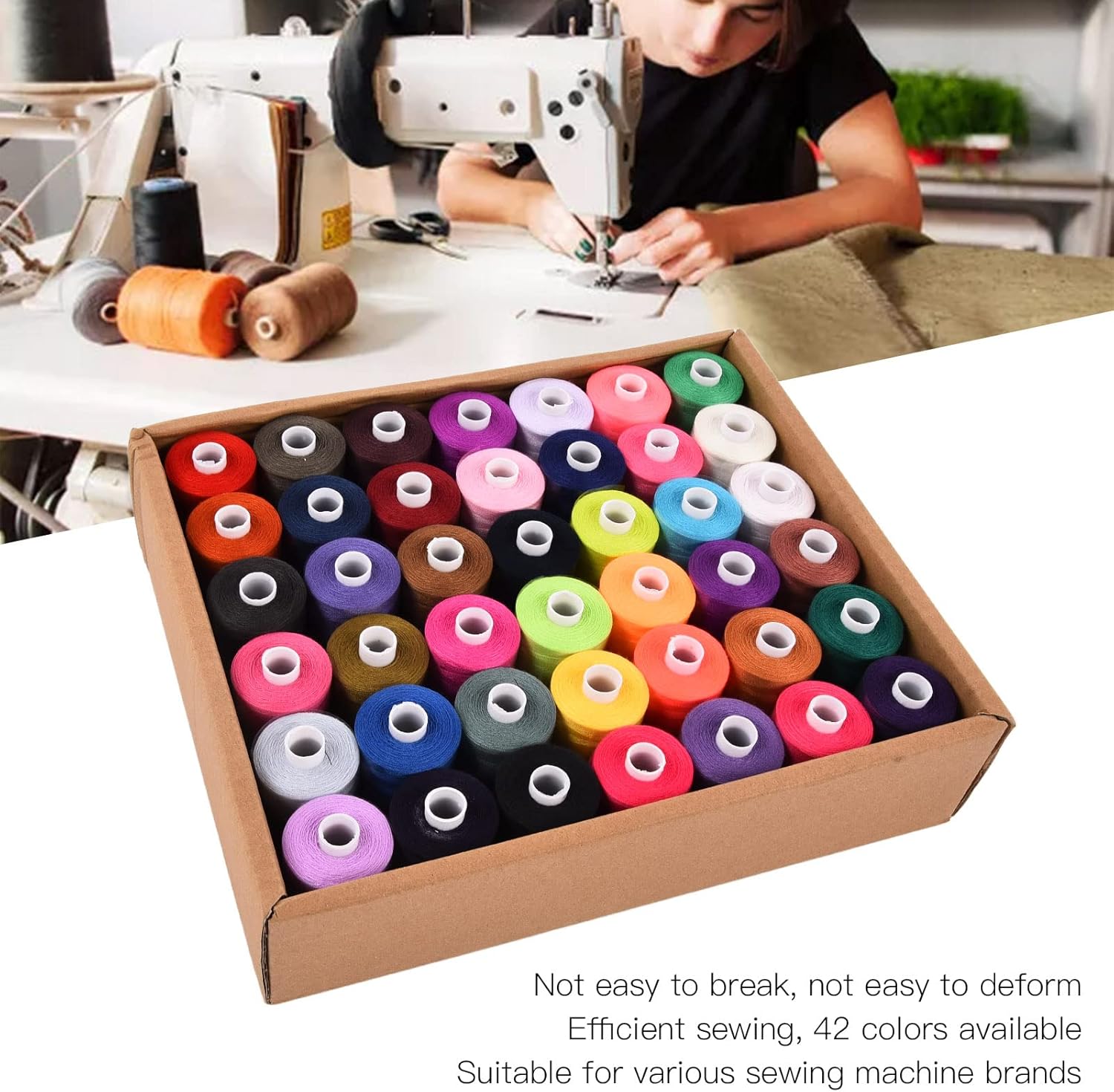 Sewing Threads Sewing Machine Thread Sewing Thread Assortment Embroidery Machine Thread Thread for Sewing Machine Sewing Threads Set Polyester 1000 Yards 42 Colors Household Diy