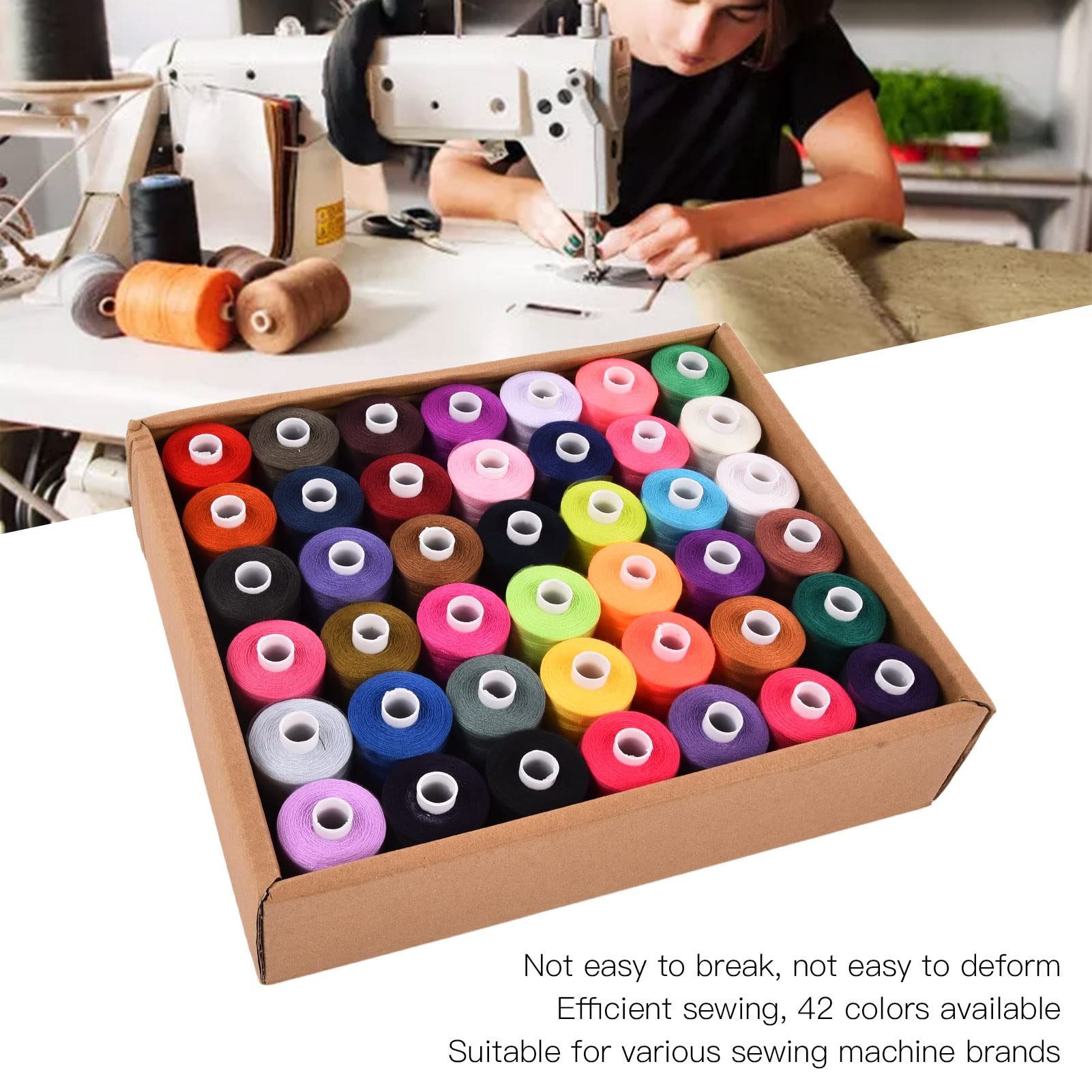 Mavaol Juego de hilos de coser poliéster 1000 yardas 42 colores Kit de carretes de bordado DIY para el hogar