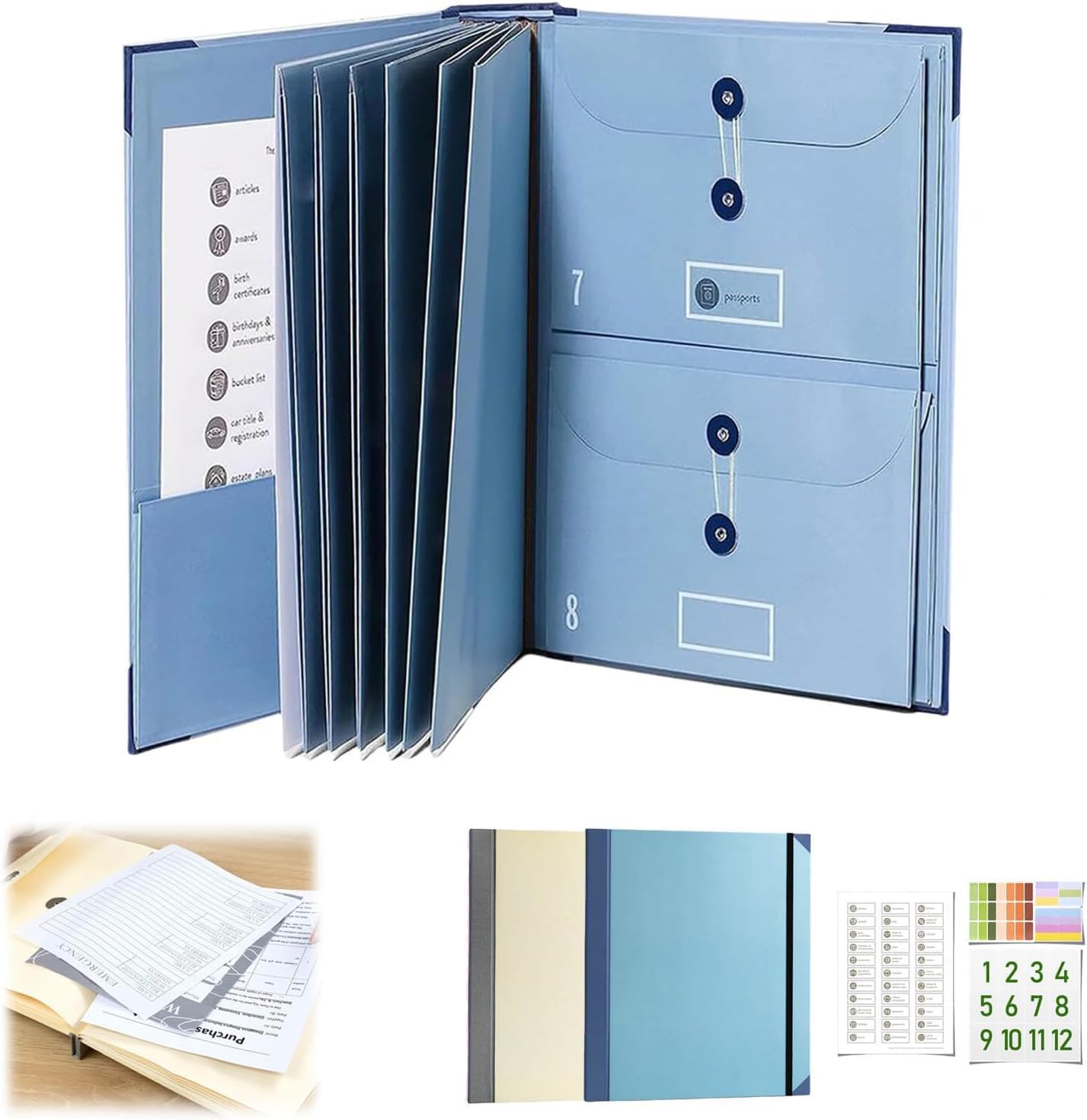 Folio Folders with Pockets,Folio Document Organizer,Accordion File ...