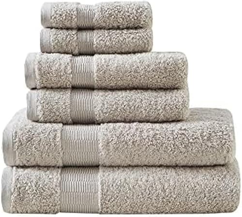 MADISON PARK SIGNATURE Luce - Lujoso juego de toallas de baño 100% algodón egipcio, sedosas, suaves y altamente absorbentes, calidad de spa premium,