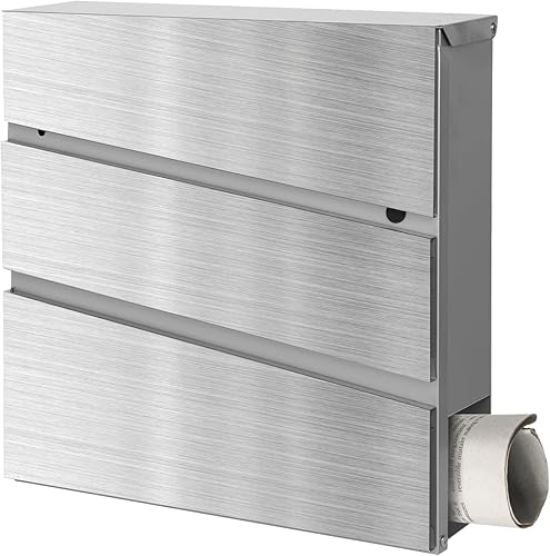 Miniatura 10 de xhlokk Wall Mount Mailboxes, Rust Resistant Large Capacity House Mailbox, Security Key Drop Mailboxes for Outside, Grey and Black