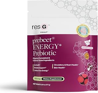 ResBiotic resG prebeet - Prebiotics Drink for Digestion, Occasional Constipation, Gas, Bloating with Akkermansia & GLP-1 Support w/Beet Root & Fiber, Gut Health for Women & Men - 180g (30 Servings)