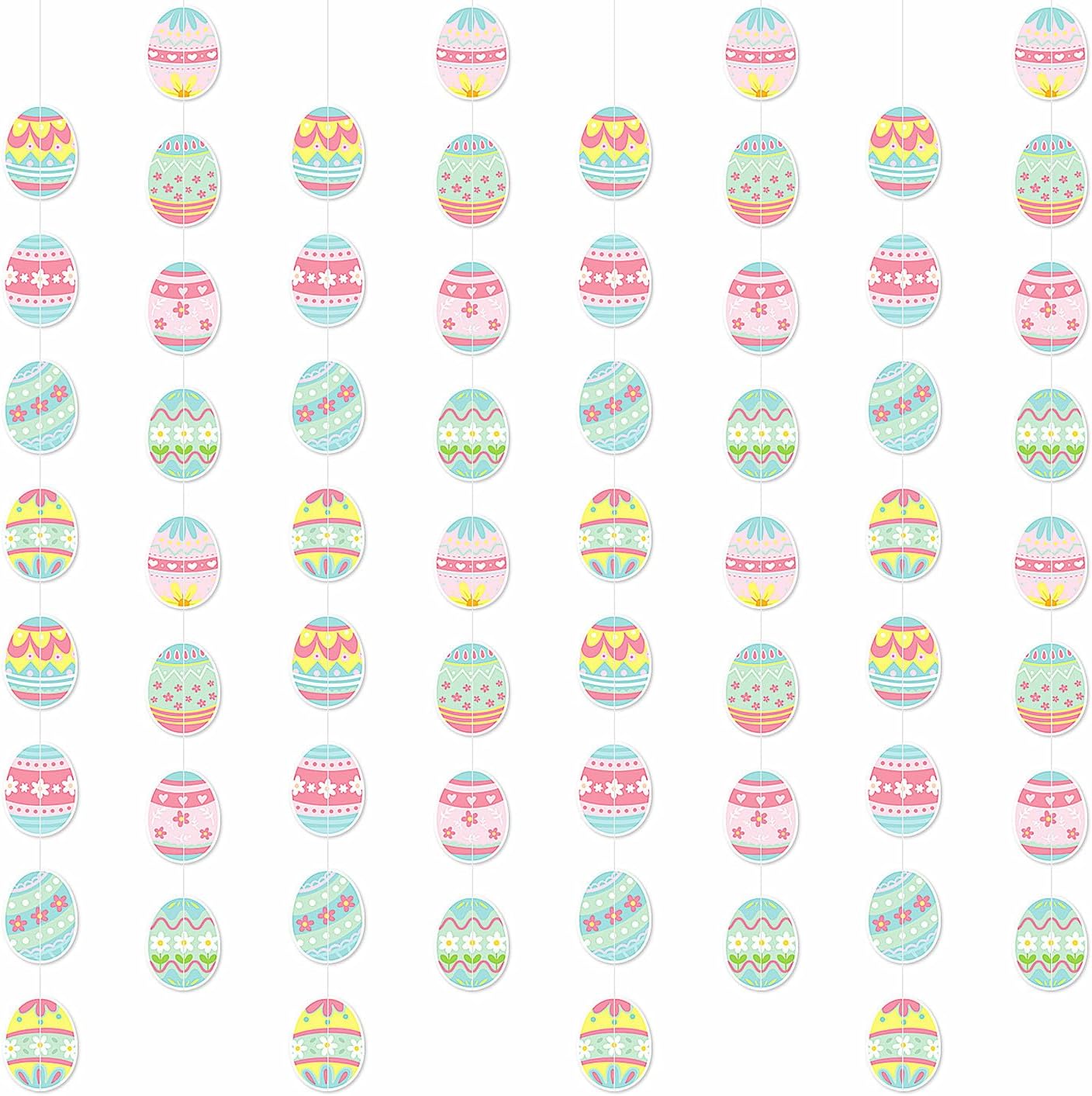 Wall Hanging Decorations Easter Egg Garland - 8pcs Rainbow Easter Streamers Banner Inside Indoor Party Decoration Favors, Spring Home Classroom Office Ceiling Decor Panduola