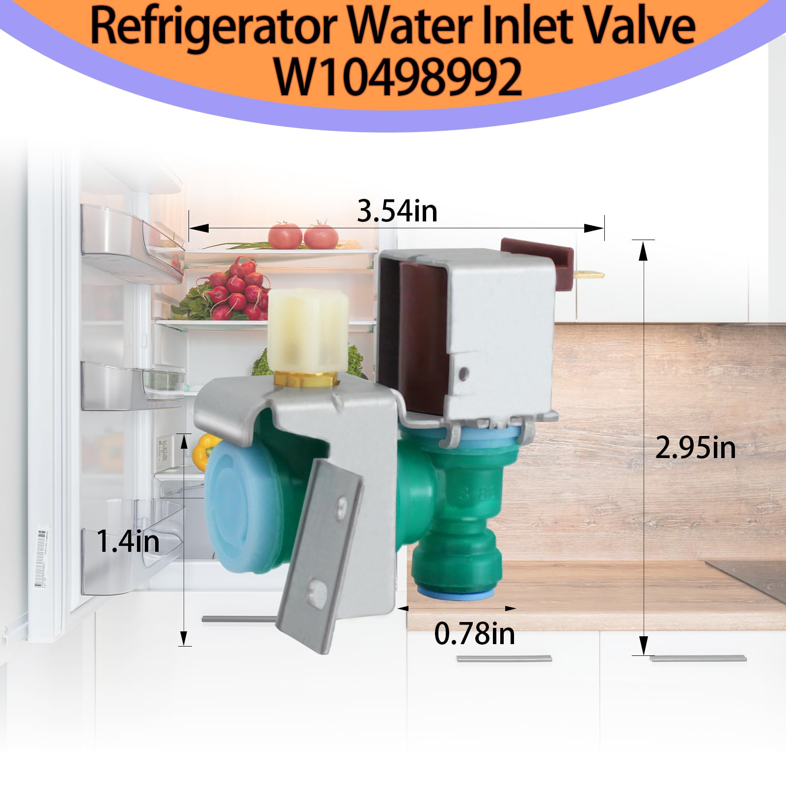 2023 Upgrade WPW10238100 Refrigerator Water Inlet Valve W10238100 Replace W10498992 Water Inlet Valve Compatible with Whirlpool Kenmore KitchenAid Maytag Jenn-Air Ikea Refrigerator