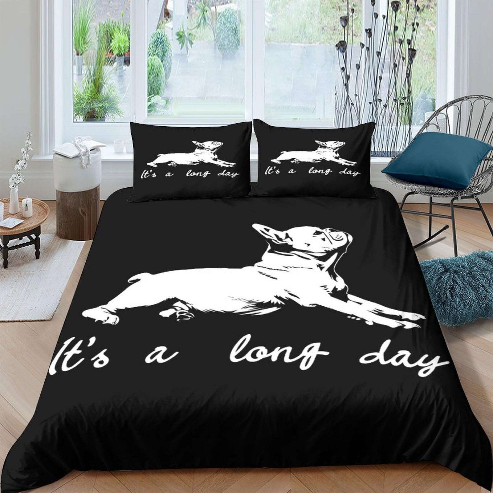 Ctjqhvkz Style-5 3D Printed French Bulldog Fitted Sheet Microfiber Black White Cartoon Bed Cover For Bedroom Guest Room Decor Easy Care Single（135X200cm）