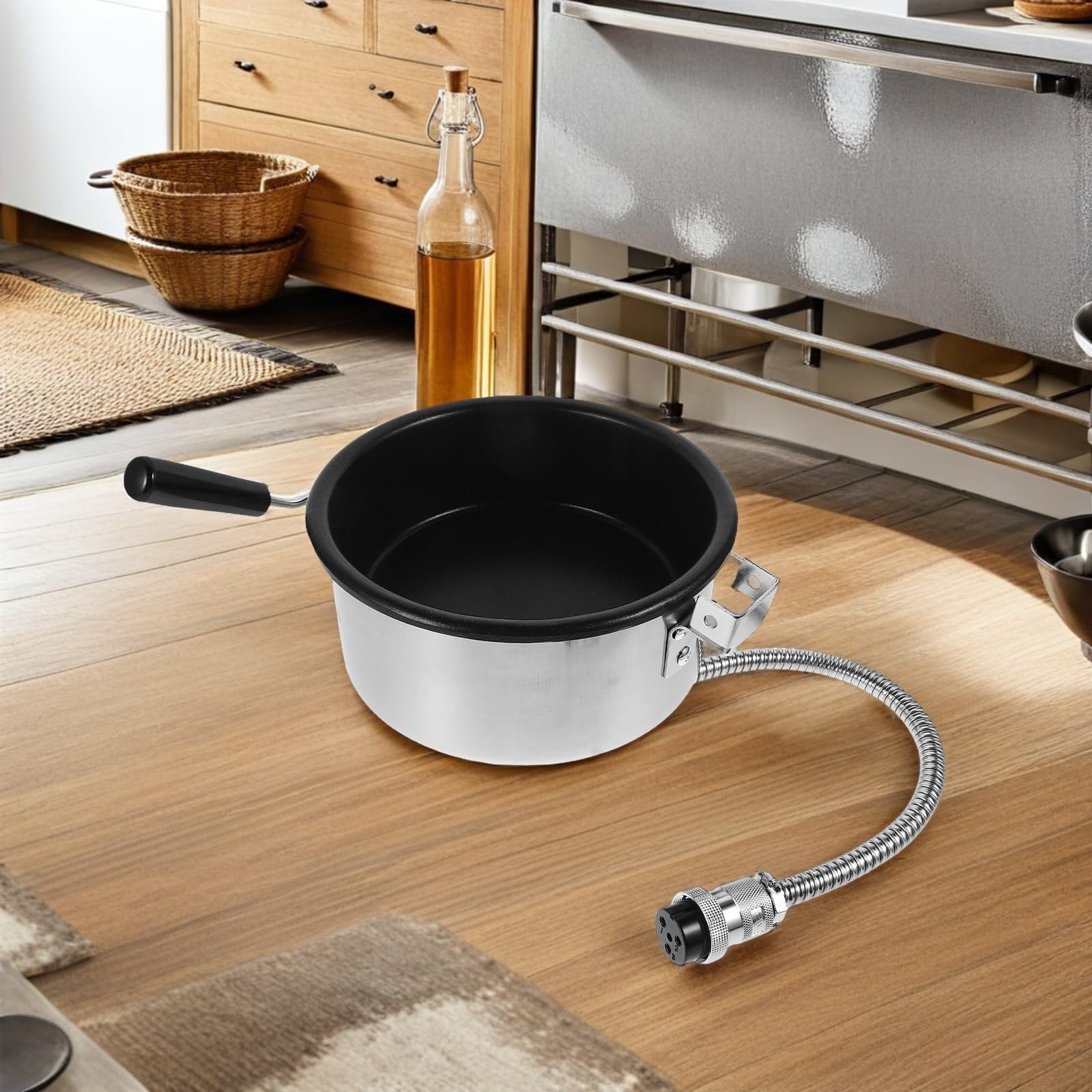 Popcornkessel 8 Unzen aus Aluminiumlegierung, Antihaftbeschichtet | Ersatzteil für Popcornmaschinen, Silber, Schnelles Erhitzen, Leichtes Design für Zuhause und Familienfeiern