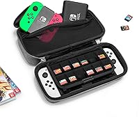 Vista 8 de tomtoc Funda de transporte para Nintendo SwitchOLED funda de viaje grande con bolsillo para controlador Pro agarre Joy-con o adaptador de CA funda