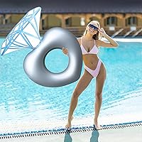 Vista 4 de Flotadores de piscina con anillo dorado de diamantes, anillo de compromiso, balsa inflable, accesorios para piscinas, juguetes de despedida