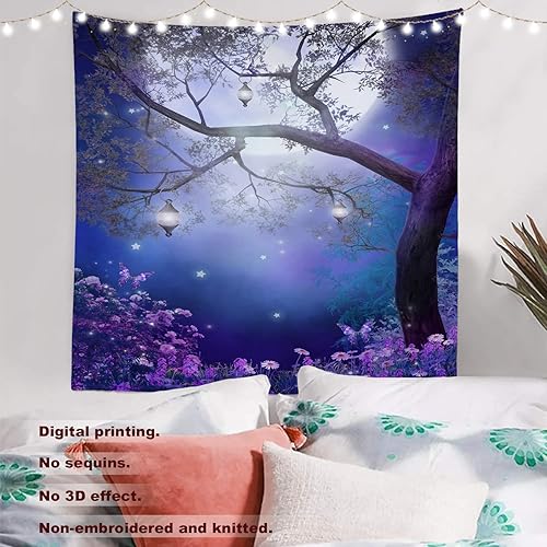 Miniatura 8 de Batmerry Tapiz turquesa pavo real, hojas verdes, torre de templo natural, arte de pared, decoración para colgar, fibra de poliéster, blanco con