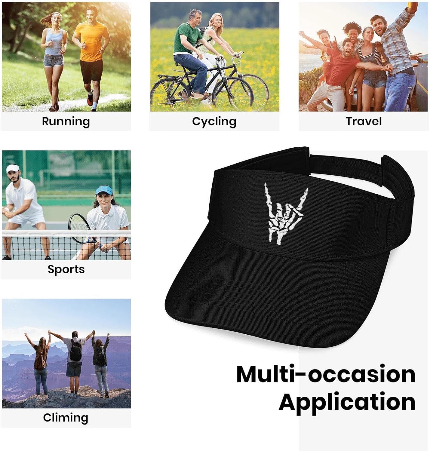 Sun Visors for Women Men - Embroidered Visors Adjustable Sun Hat Sunvisor for Beach Pool Golf Tennis