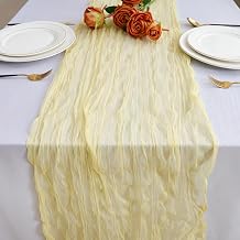 Yellow Cheesecloth Table Runner Summer Halloween Christmas 10Ft Cheese Cloth Rustic Gauze Boho Table Runner for Baby Shower Wedding Bridal Decor