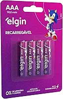 Pilha Recarregável Ni-MH AAA-900mAh blister com 4 pilhas, Elgin, Baterias, 82169