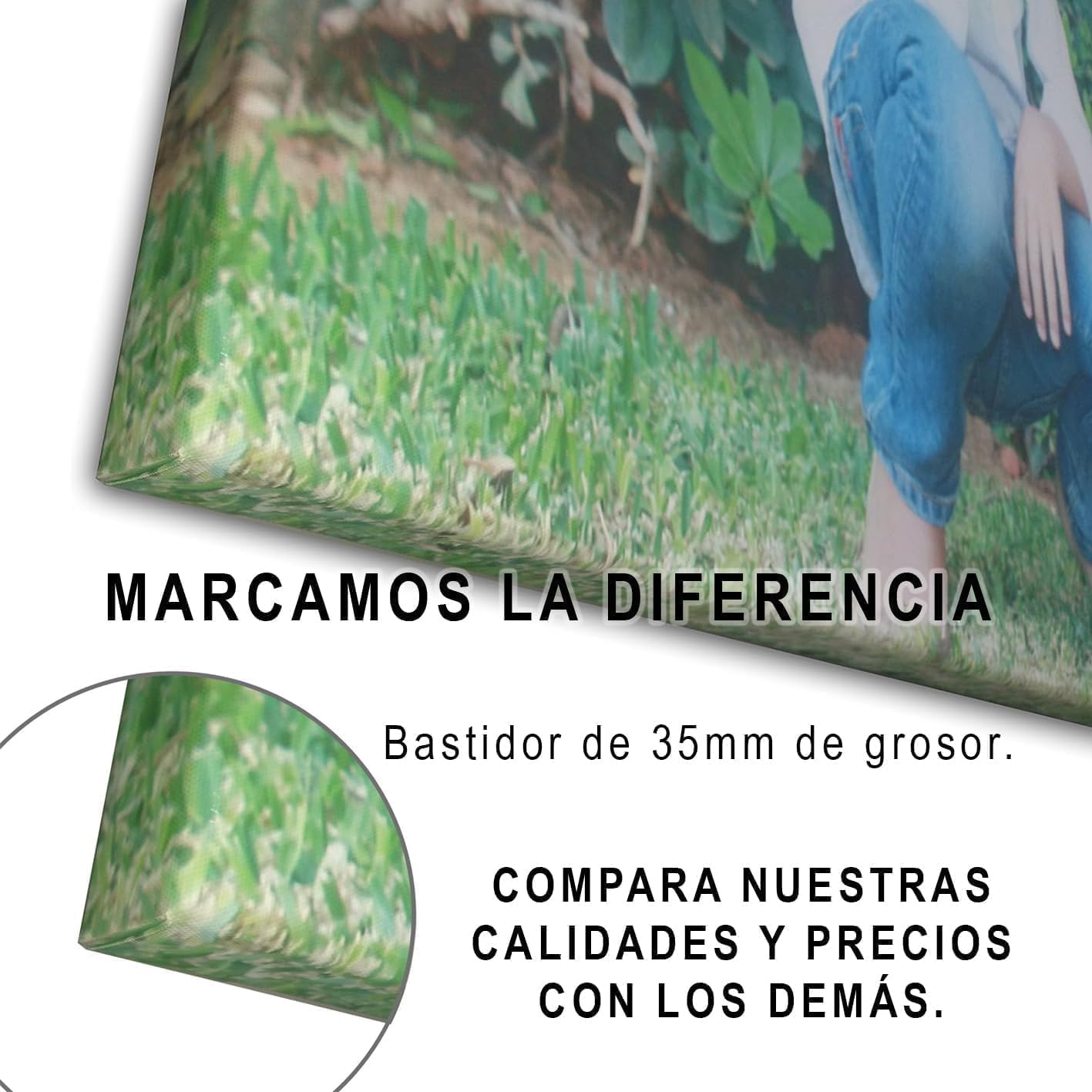 OOPS Cuadro personalizado con tu foto. Montado y listo para colgar. Impresión en foto lienzo sobre bastidor de 35mm. Hecho en España. (100x70)