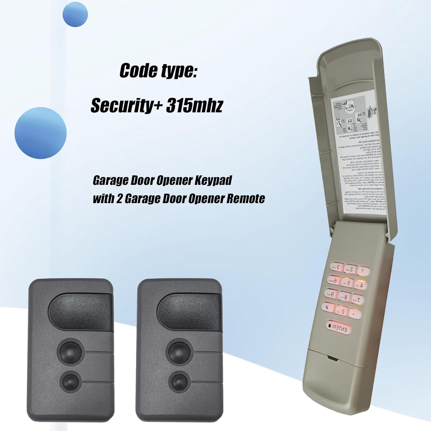 877MAX+371LM Garage Door Keypad & 2 Remotes Combo Compatible with Sears Craftsman Garage Door Opener, Replace for 139.53753 53753 139.18191 HBW2028 Compatible with Purple Learn Button (2006-2013)