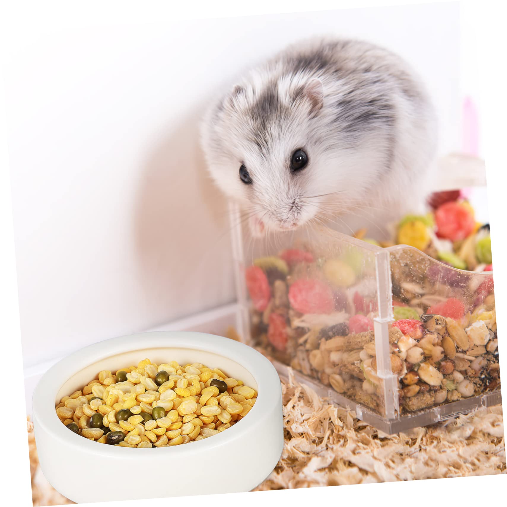 SUPVOX 3-Piece Ceramic Small Pet Feeder Water Dispenser Set for Hamsters Gerbils Mice