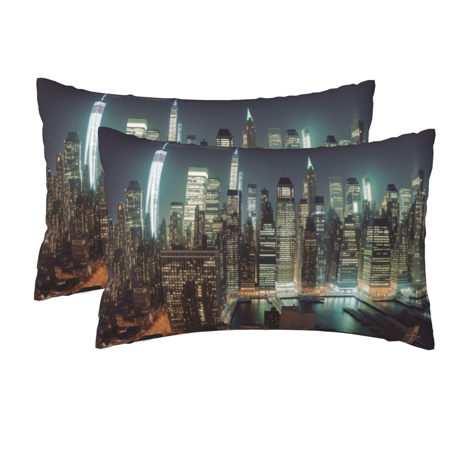 2 Pack Queen Pillow Cases with Hidden Zipper, Soft Breathable Pillow Covers for Hair and Skin, New York City Pillowcases 20"x30" Bed Pillow Protectors Cover for Sleeping Gifts