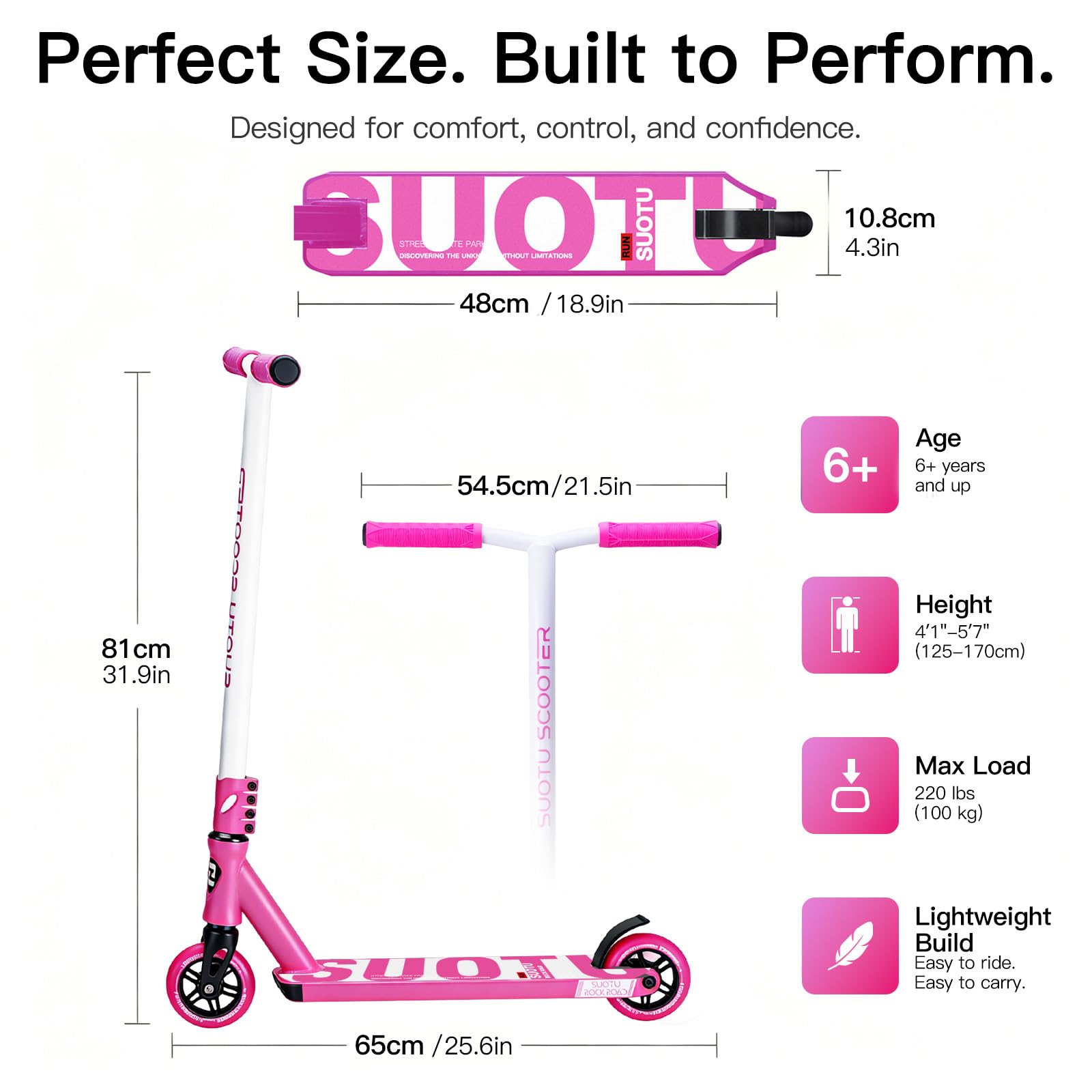 Trottinette Freestyle, Direction à 360°, Stunt Scooter avec Roues en PU 85A 100 mm, Trotinette pour Enfants Adolescent Adultes, Capacité de Charge: 100 kg, Aluminium