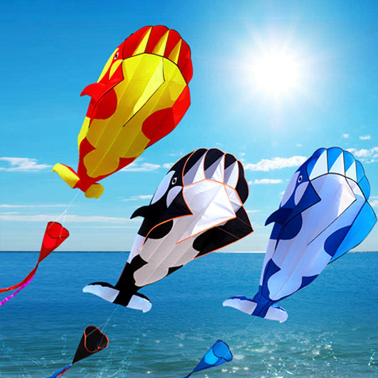3D Baleine Tueur Souple Parafoil Outdoor Toy Polyester Adapté aux Sorties en Famille Loisirs des Enfants, Noir et Blanc