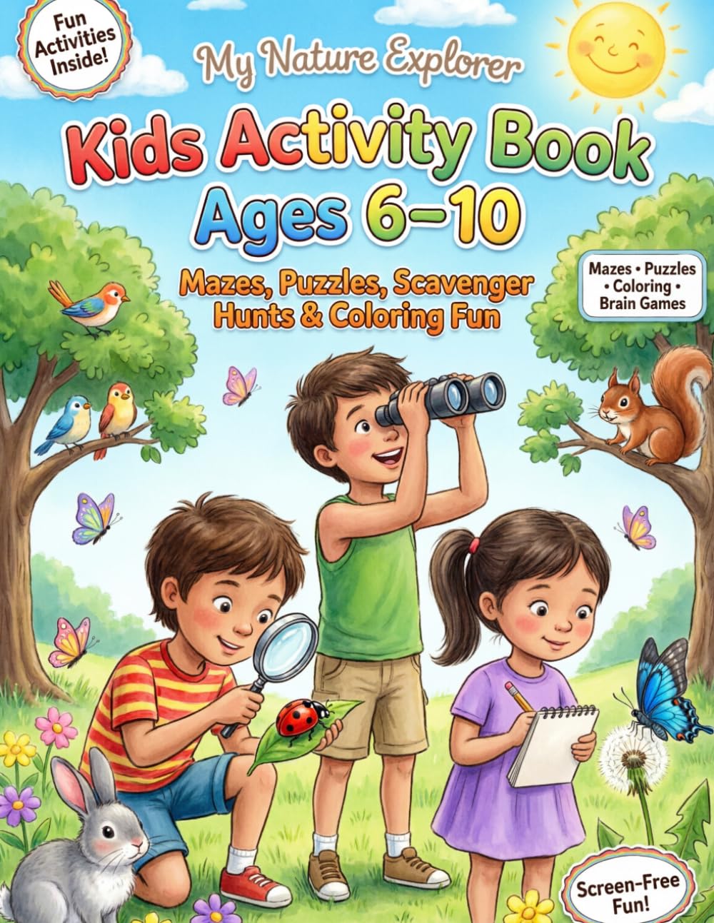 Kids Activity Book Ages 6–10: Mazes, Spot the Difference, Crossword Puzzles & Coloring Pages for Fun Learning