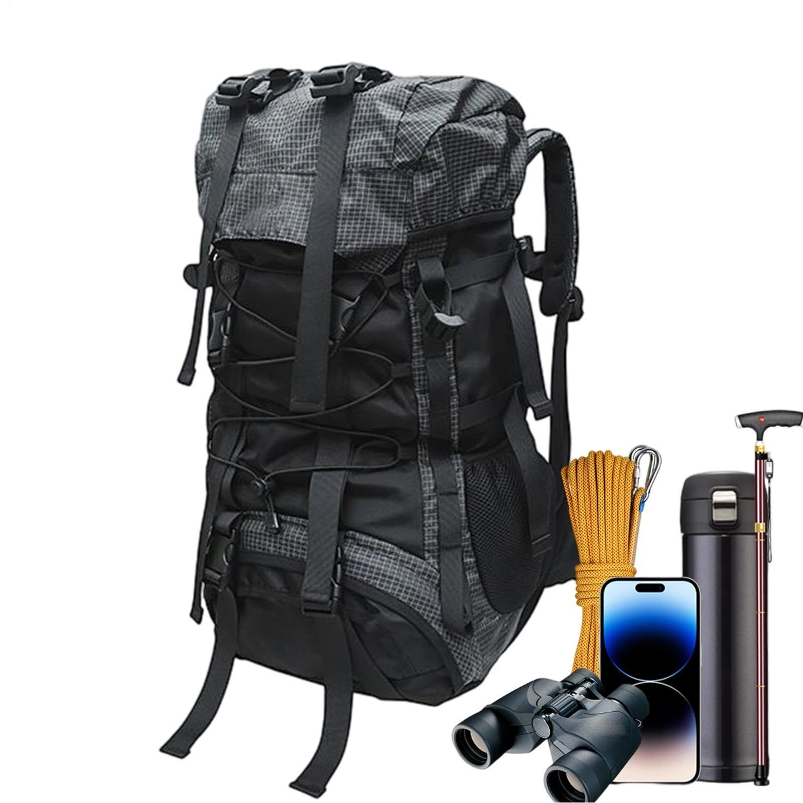 Generico Zaino Da Viaggio 60L Impermeabile Sopravvivenza Uomo Donna Runner | Zaino Da Trekking Attività Viaggio Backpacking Sopravvivenza Outdoor Corsa Fitness Ciclismo Per Donna e Uomo Corridori