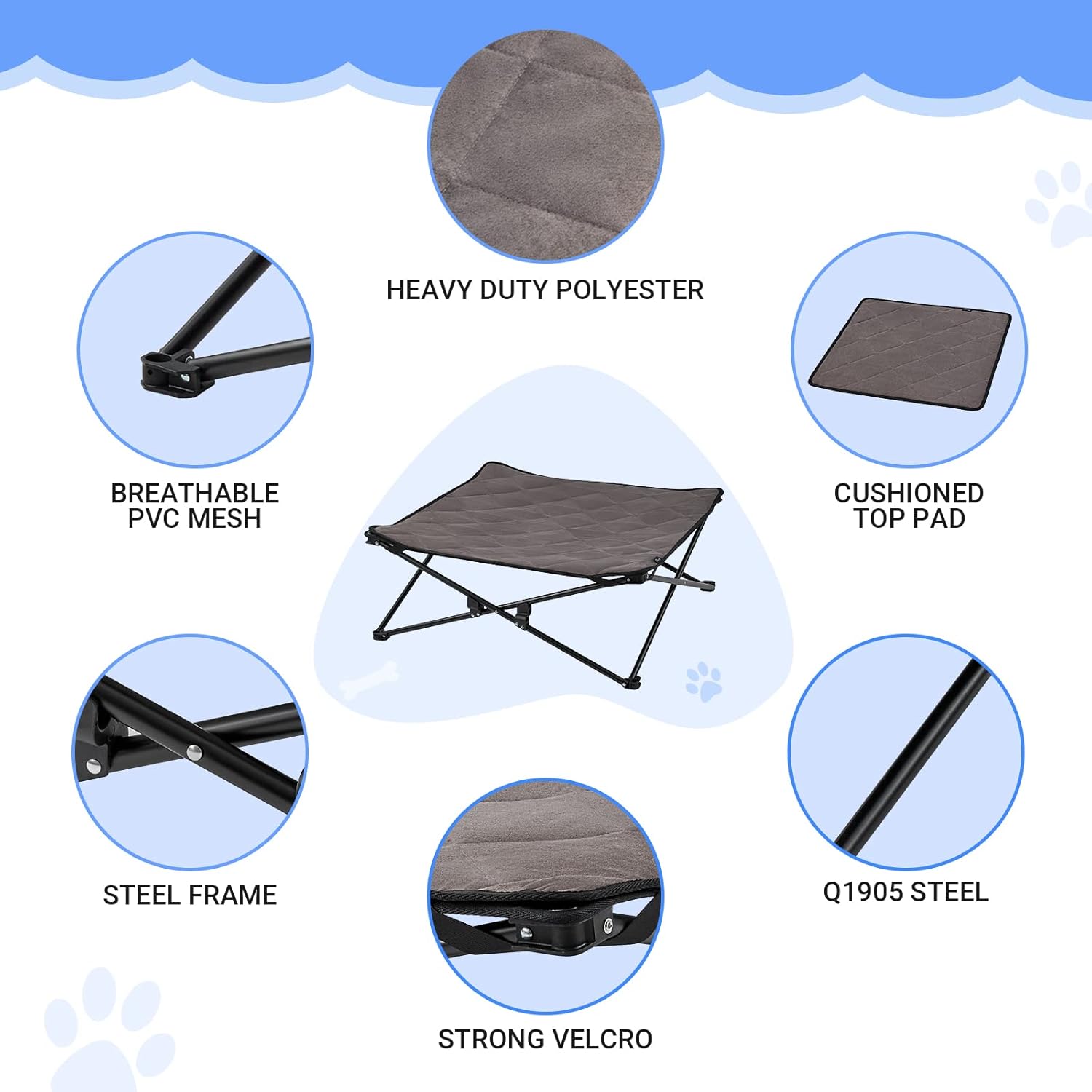 review KingCamp Elevated Dog Bed Portable Raised Dog Beds Stable Folding Dog Cot Dog Camping Bed for Outdoor Travel with Washable Mesh for Small, Medium, Large Pet Weight Up to 40 lbs with Carry Bag 4-Pack