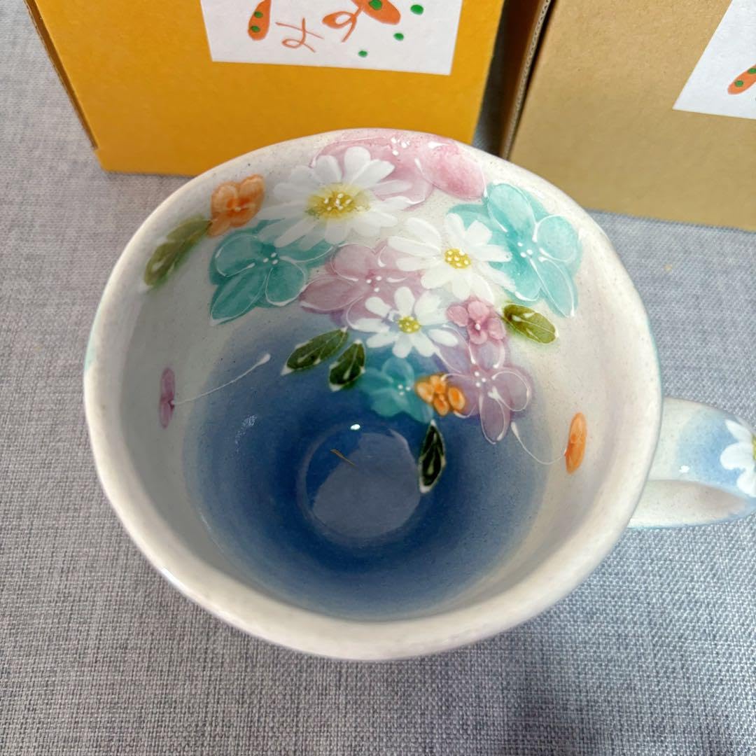 Amazon.co.jp: ゆずりは工房 紅彩花化粧 青彩花化粧 マグカップ2点 