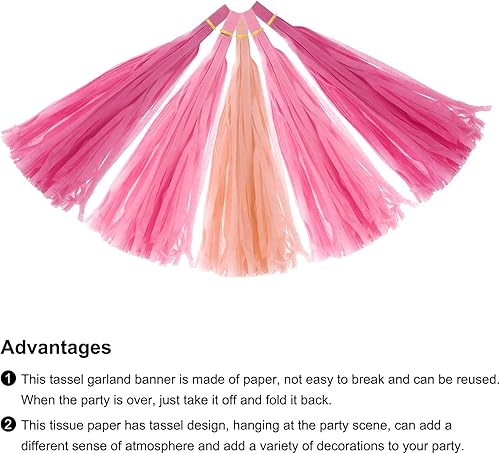 Vista 71 de MECCANIXITY 15Pcs Dark Purple Tassel Garland Banner with Rope Tissue Paper Tassels Party DIY Kits for Anniversary Wedding Birthday Party