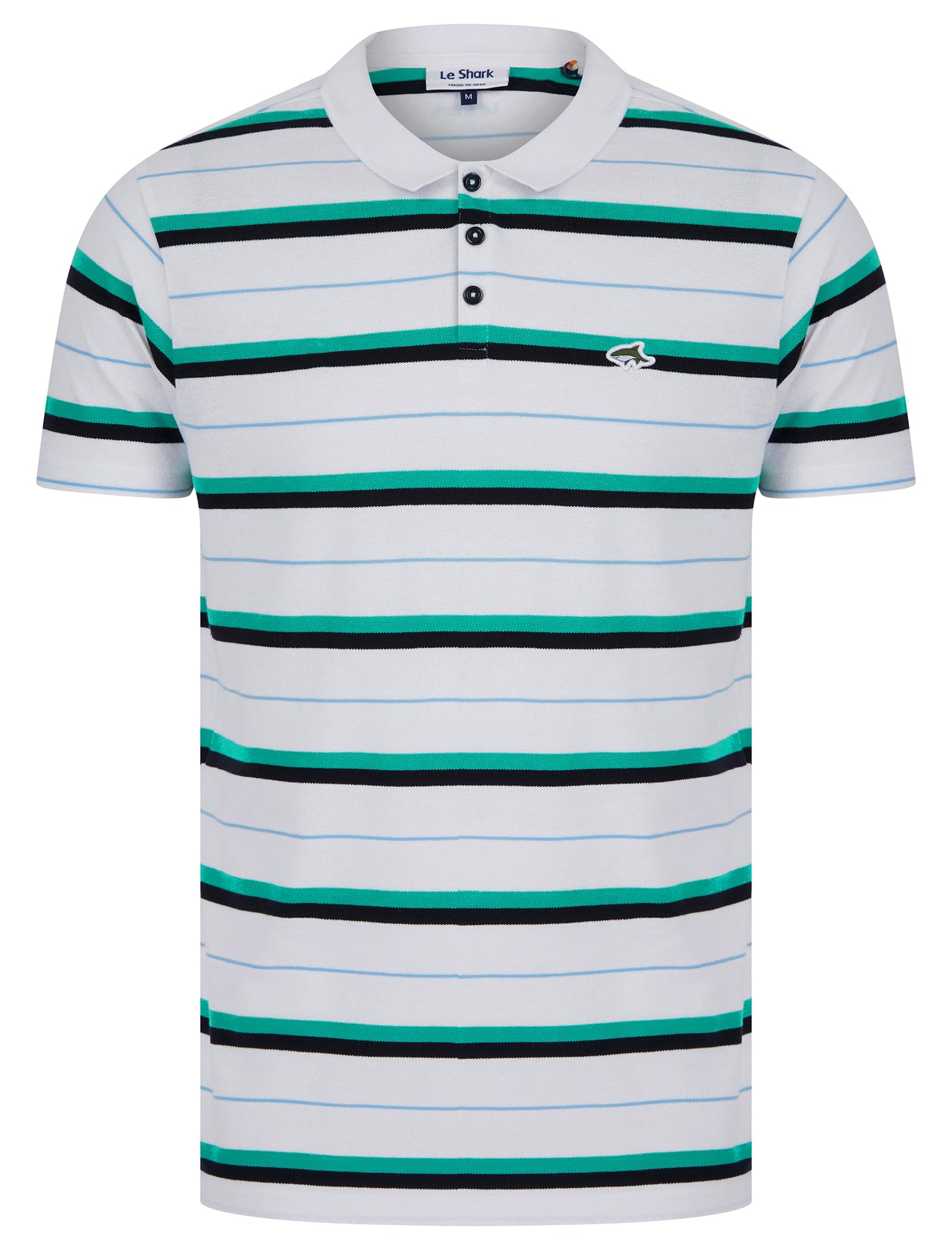 Le Shark Men's Lant - White 'Lant' Yarn Dyed Striped Cotton Pique Polo Shirt