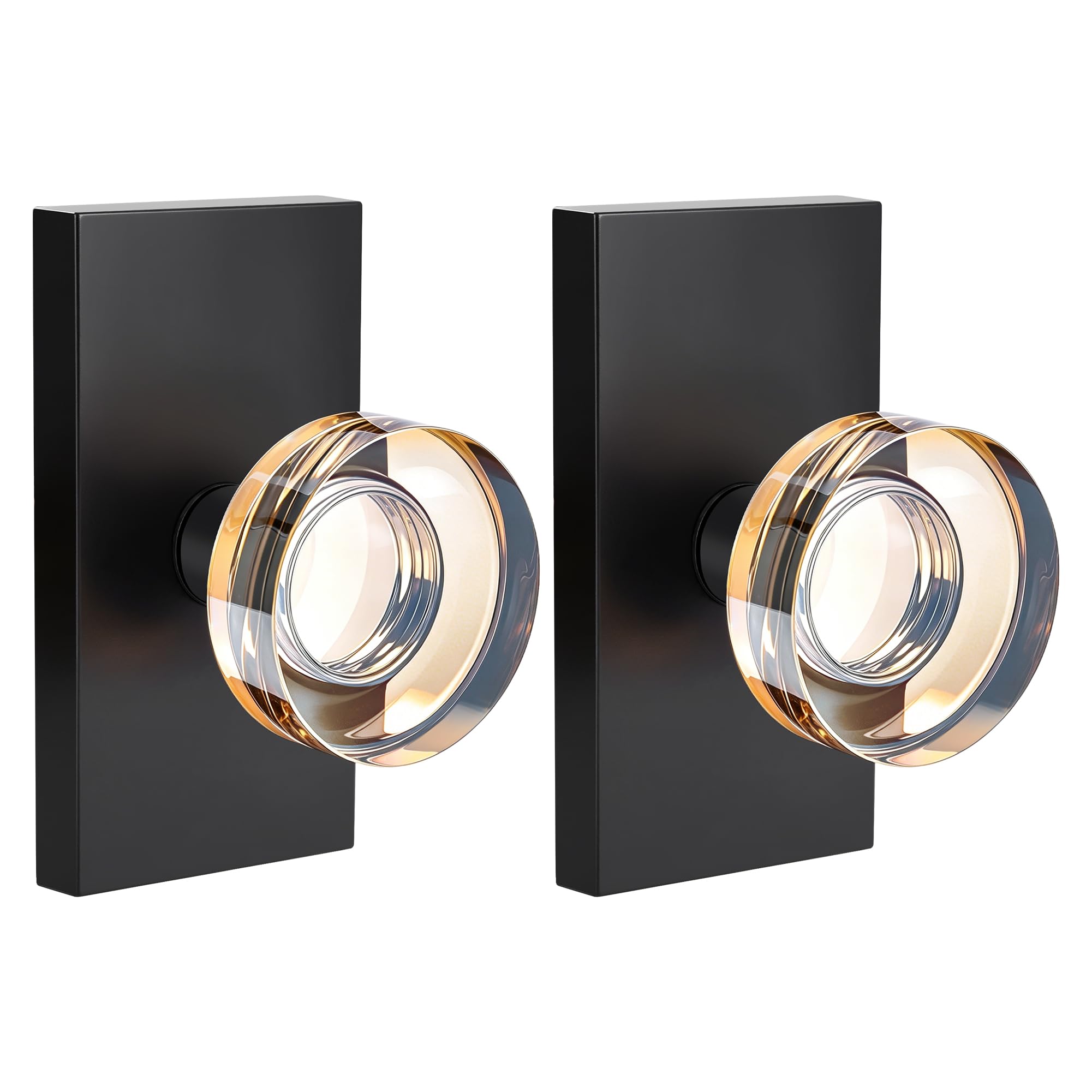Black Glass Door Knobs with Lock - Privacy & Style -17