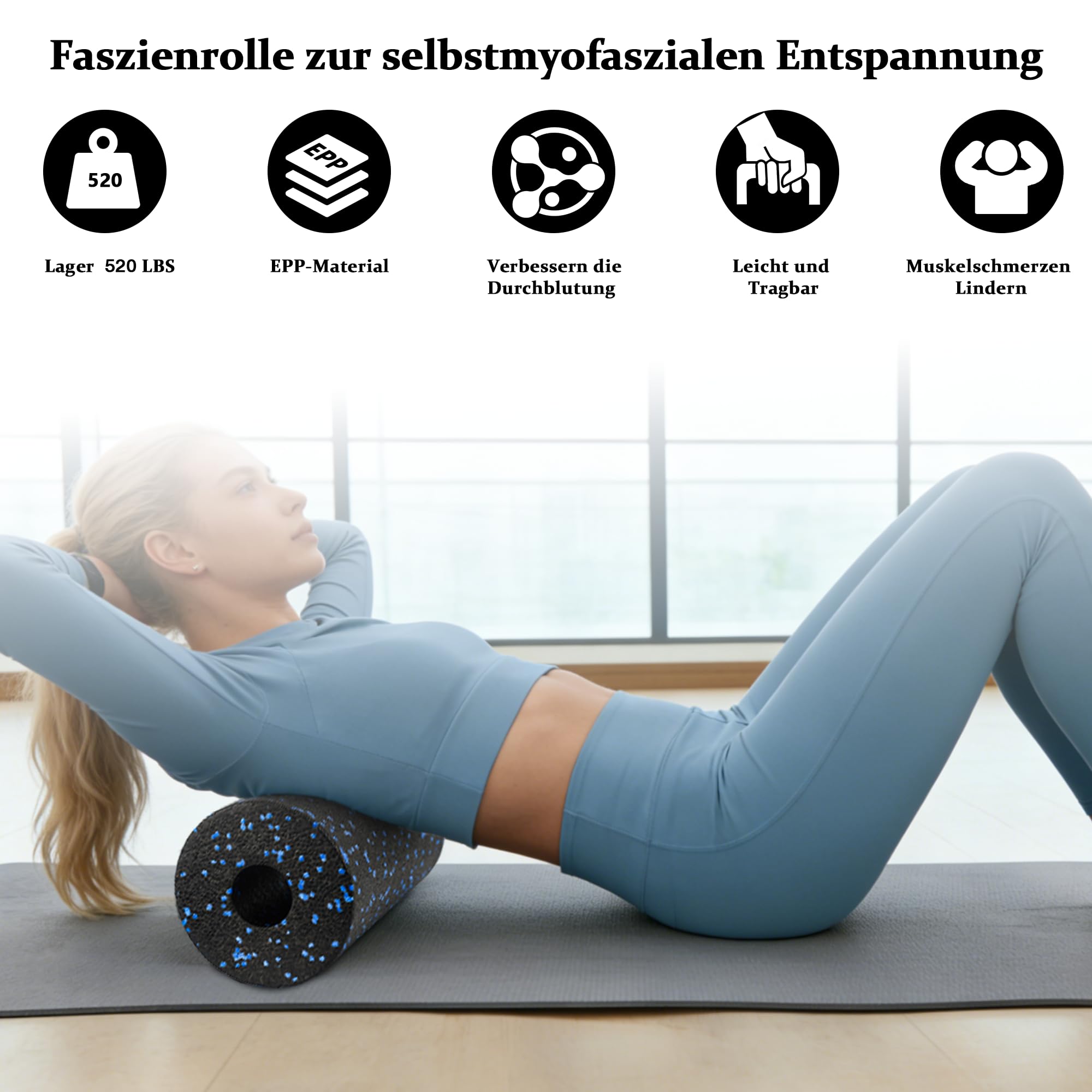 Faszienrolle Set Foam Roller Faszien Set mit Großer und Mini Faszienrolle Klein Faszienball und Duoball für Intensive Massage Faszien Training von Muskeln