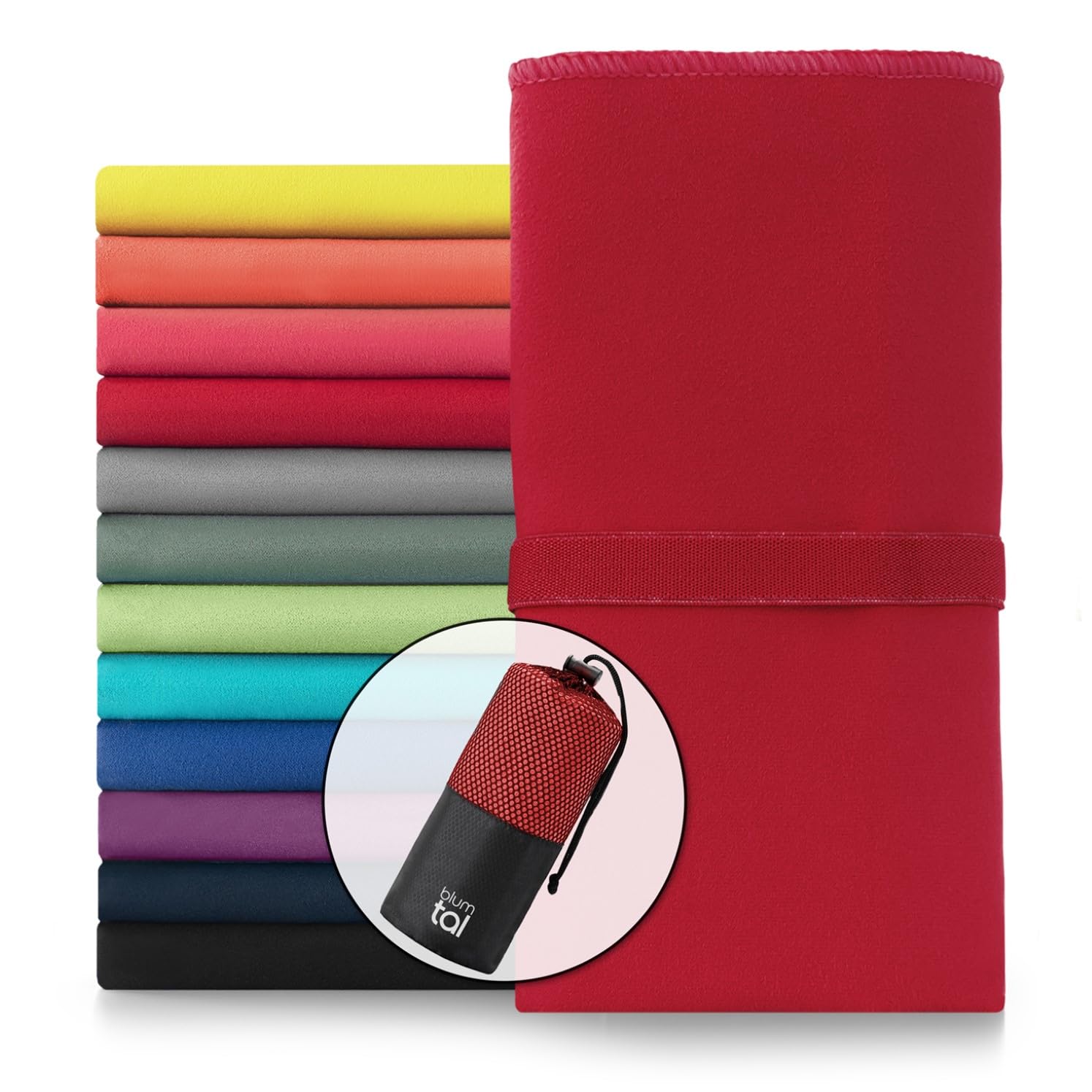Blumtal asciugamano microfibra 180x90 cm - asciugamano palestra microfibra asciugatura rapida - asciugamano palestra donna - asciugamani microfibra da viaggio - asciugamani microfibra palestra - rosso
