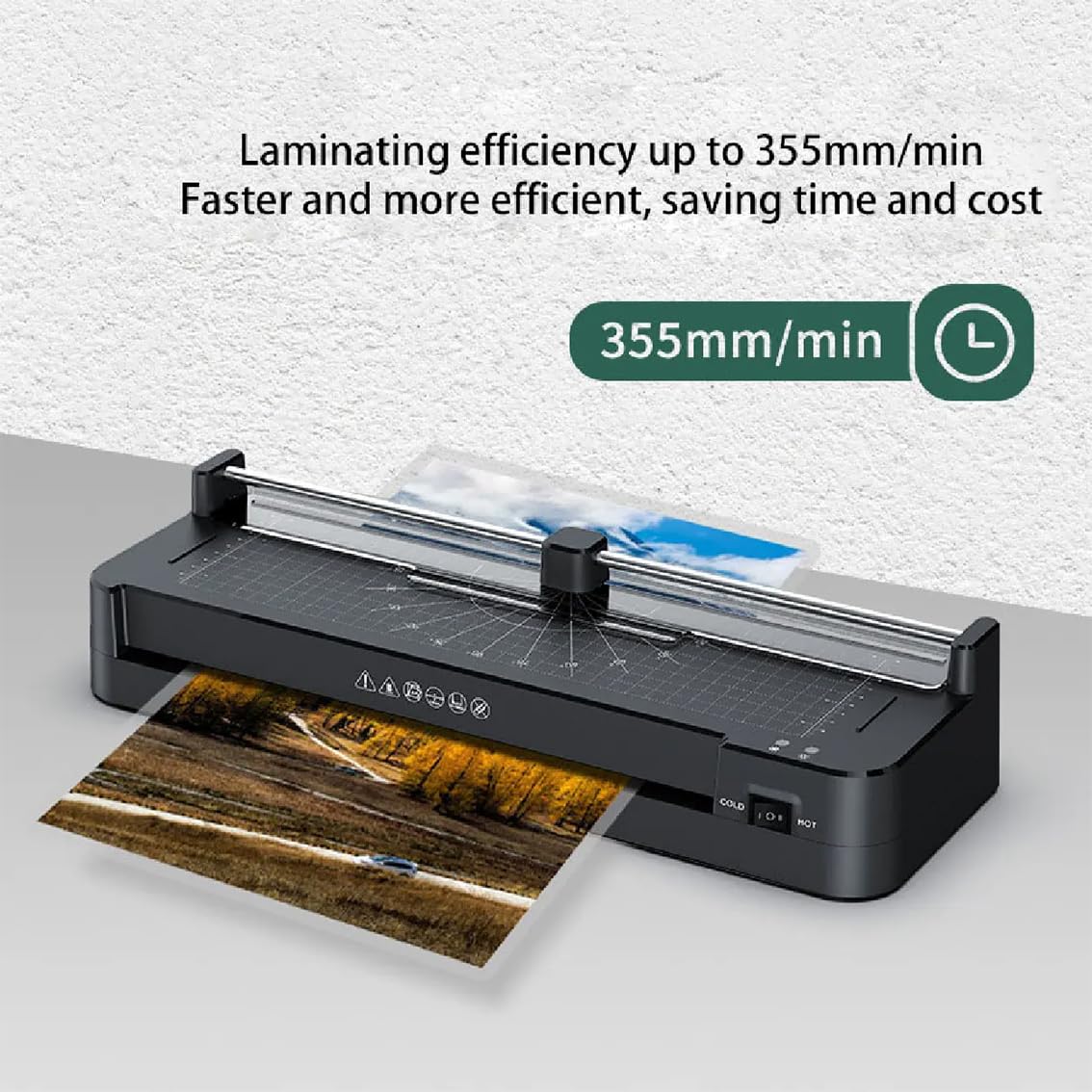 Plastificatrice A3, con 40 Fogli da Plastificare, Riscaldamento Rapido in 2 Minuti, velocità 355 Mm/Min, per Formati A3, A4, A5 E A6, con Taglierina E Arrotondatore per Angoli.