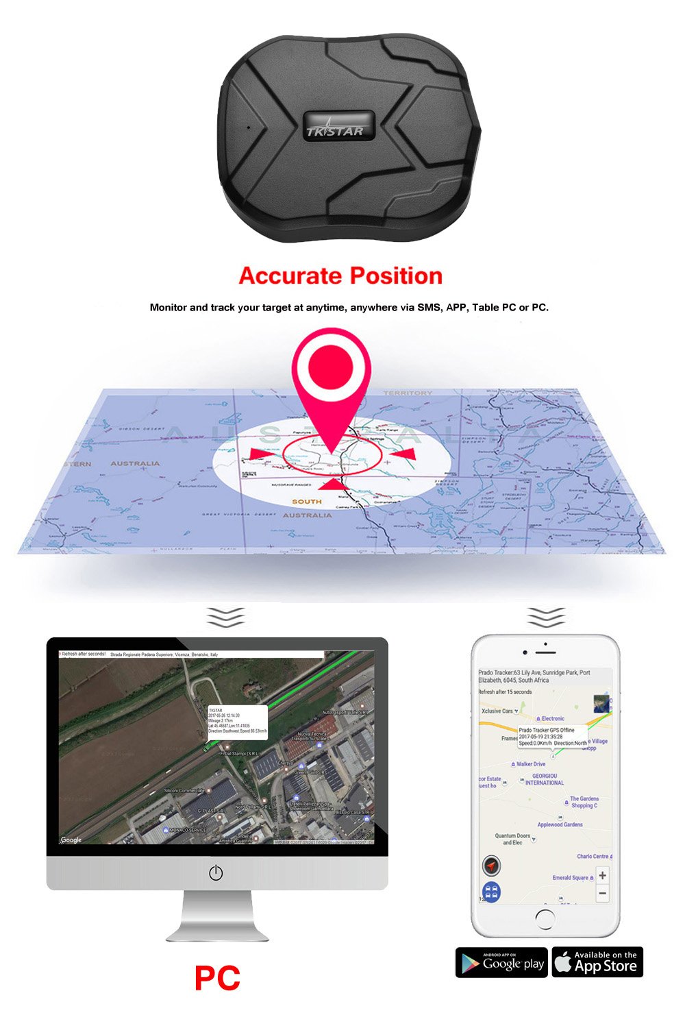 TKSTAR 90 días en espera Mini coche camiones mascotas gps localizador tracker con fuerte imán