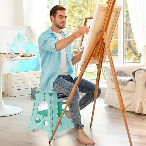 Miniatura 192 de Flottian Taburete plegable de 18 pulgadas para adultos y niños con capacidad para hasta 300 libras, taburetes plegables antideslizantes con asa,