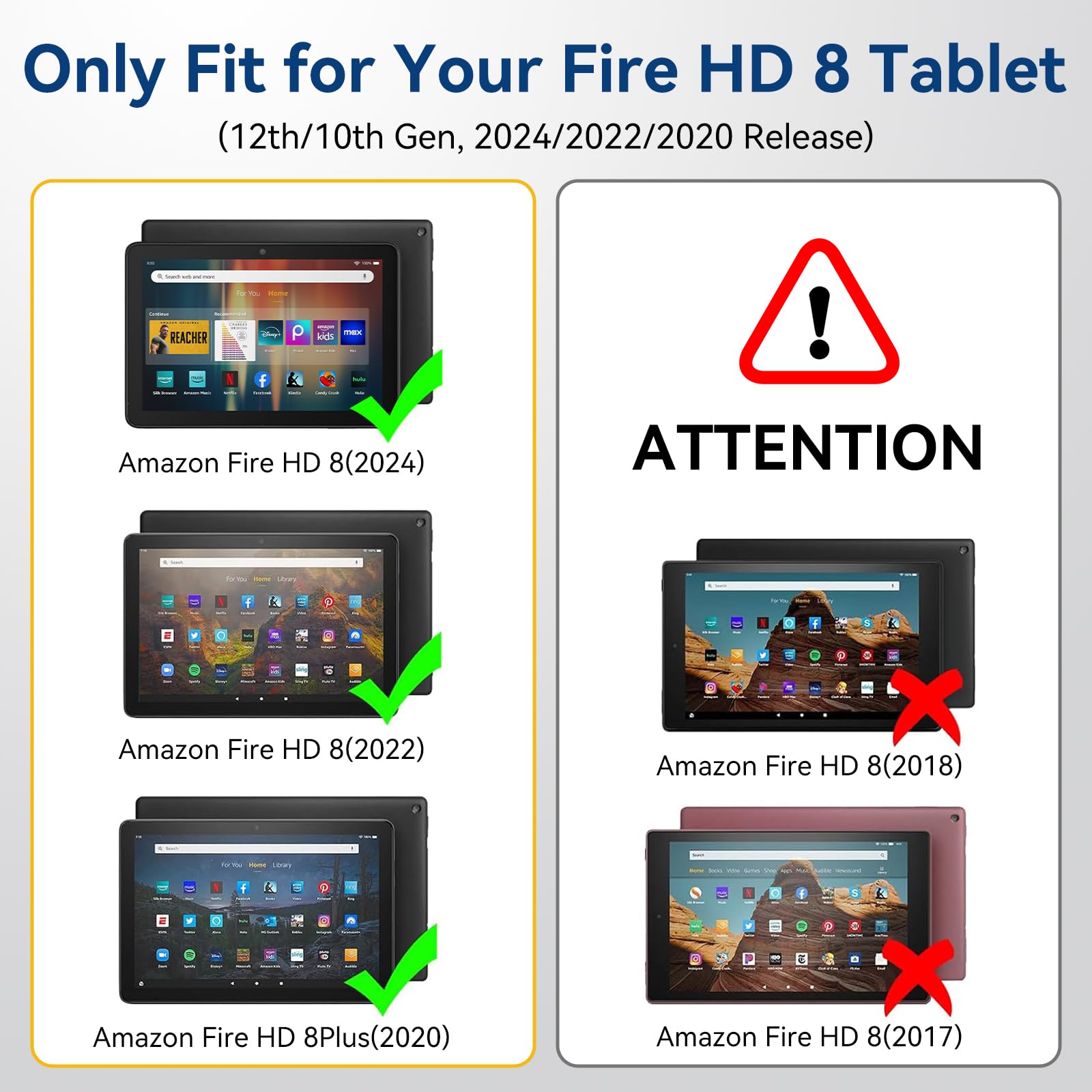 Ubearkk HD 8 ＆ 8 Plus タブレットケース 耐衝撃 軽量 子供用 保護カバーケース ハンドルスタンド付き 第10世代 2020年発売8インチタブレット用並行輸入 : All New 8 \u0026 8 Plus Tablet Cases Kid, Ubearkk