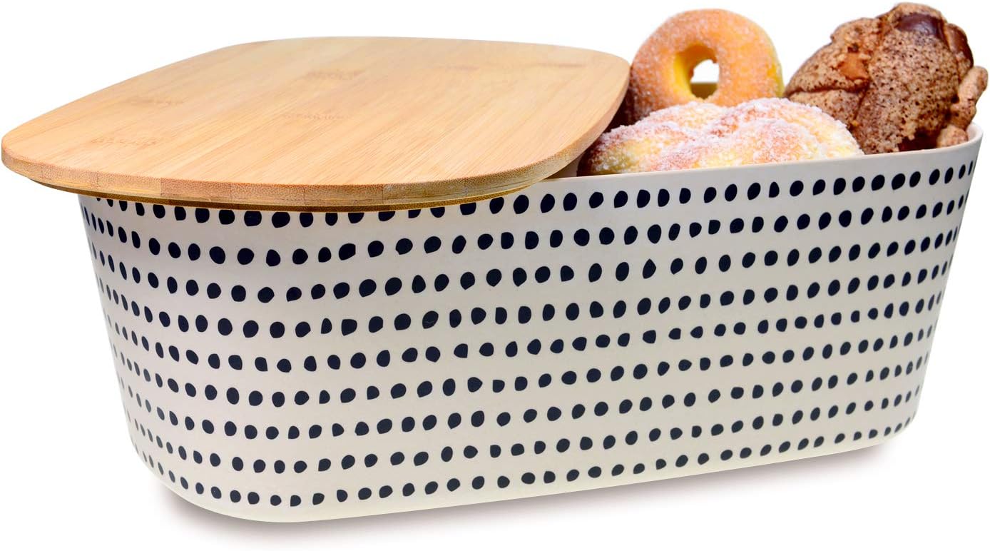 Bread Box with Bamboo Cutting Board Lid,Homemade Vertical Large Breadbox Storage Organizer,Bread Holder Container for Kitchen Countertop (White)