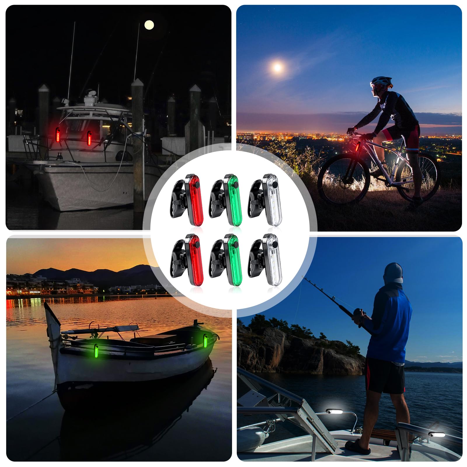 Navigazione Luce Barca LED 4 Tipi Lampeggiante Poppa Ricaricabile Yacht Kayak