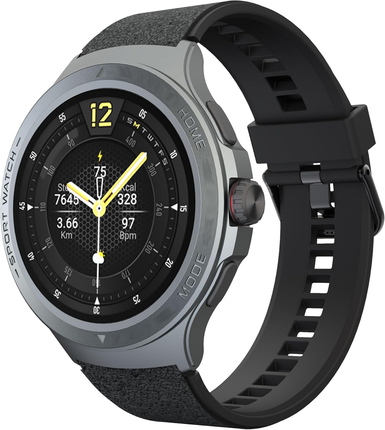 Military Smart Watch with Heart Rate Monitor/Compass/Flashlight/GPS, 1.43″ Smartwatch with 170+ Sport Modes,5ATM Waterproof Fitness Watch for Men & Women, Compatible iOS Android (Black)