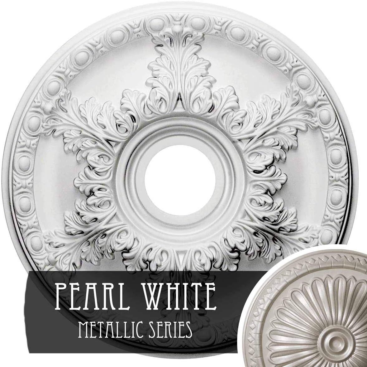 Get Cheap Price Ekena Millwork CM18GAPWS Granada Ceiling Medallion, 18OD x 3 1/2ID x 2 1/2P, Hand-Painted Pearl White