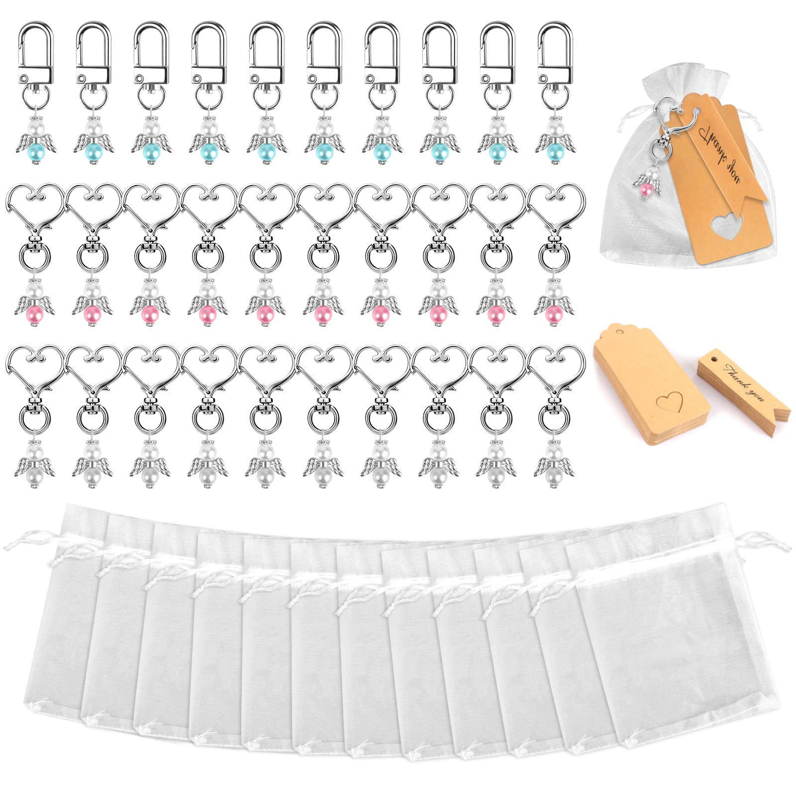 Lot De 10 Porte-clés Ange Gardien - Porte-bonheur, Cadeaux Baptême/Mariage, Multicolores - 14