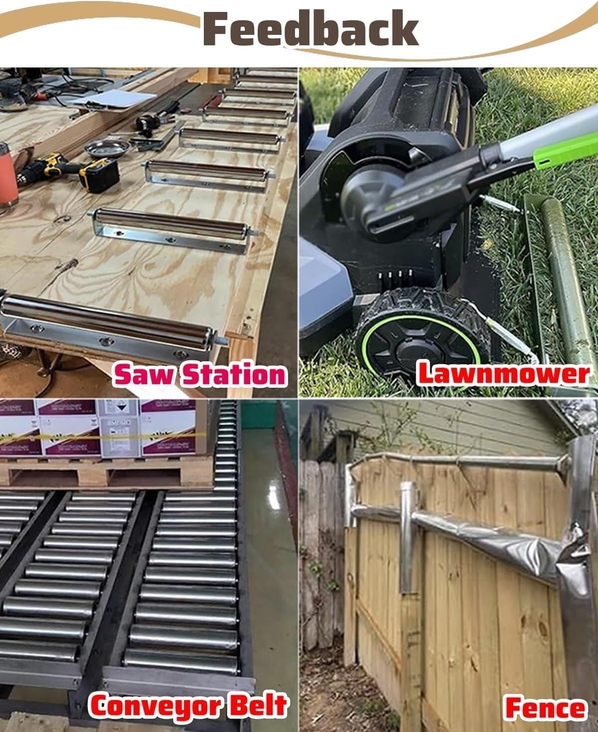 Replacement 50 Pack Splicable Conveyor Roller Replacement Part 50mm Diameter for Woodworking(450mm (17 3/4"))