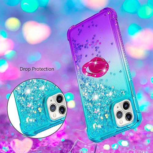 Miniatura 4 de Asuwish Funda de teléfono para iPhone 11 Pro 5.8 con protector de pantalla y soporte para anillo, brillante, líquido, transparente, híbrida, a