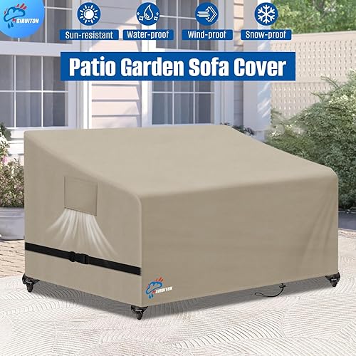 Miniatura 10 de SIRUITON - Funda para sofá de jardín de 2 asientos, sofá biplazabanco, 100% impermeable, para exteriores, fundas para muebles de patio, color negro,