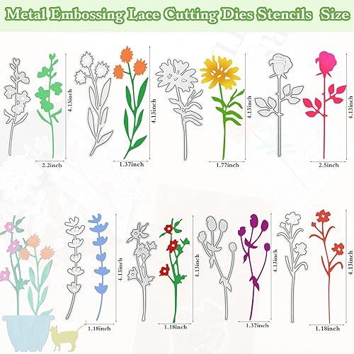 Miniatura 4 de 24 troqueles de corte de metal con diseño de flores silvestres, plantillas de estampado de hojas de flores para hacer tarjetas, Acción de Gracias,