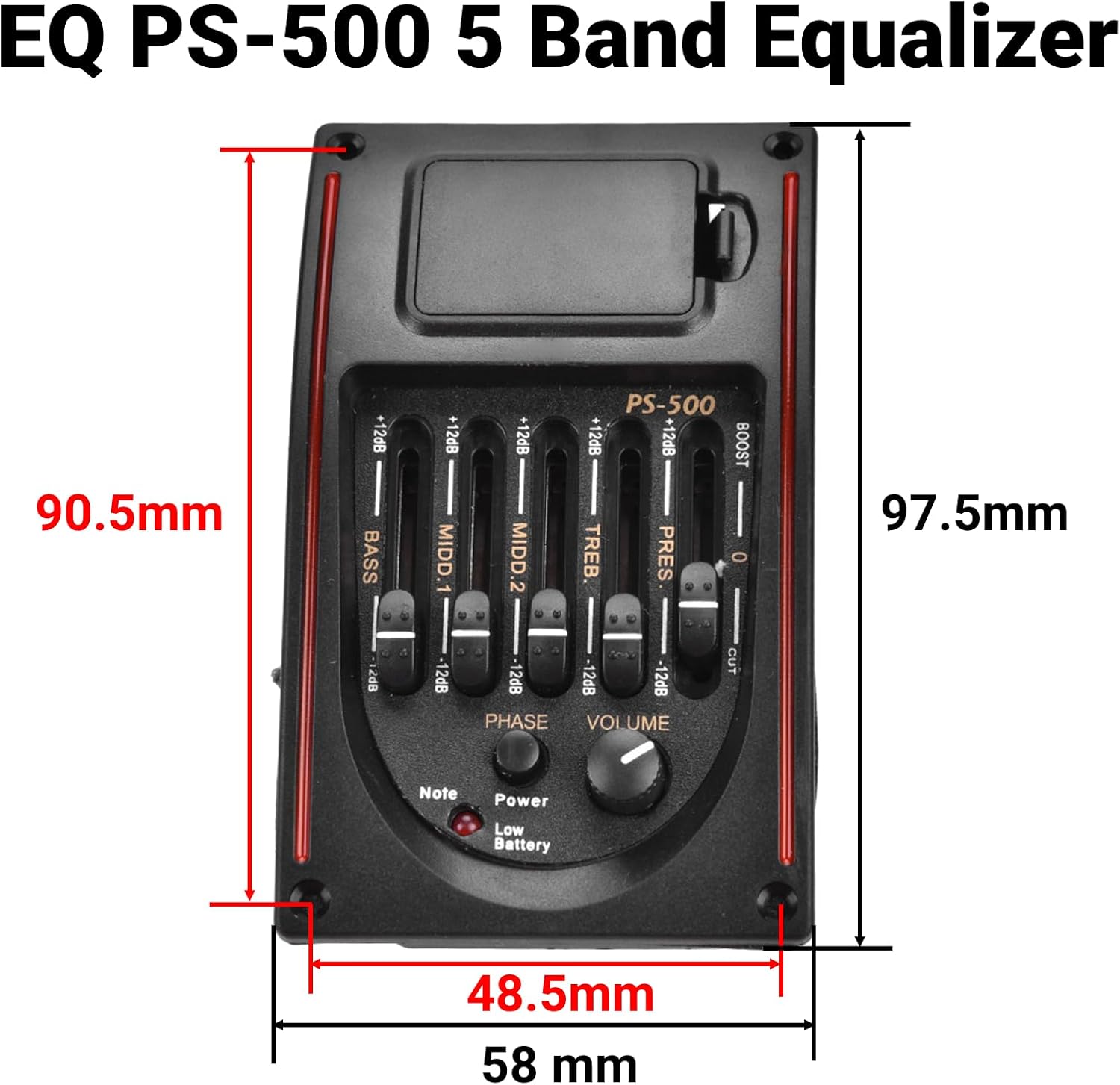 Dimensions of the EQ PS-500 preamp unit