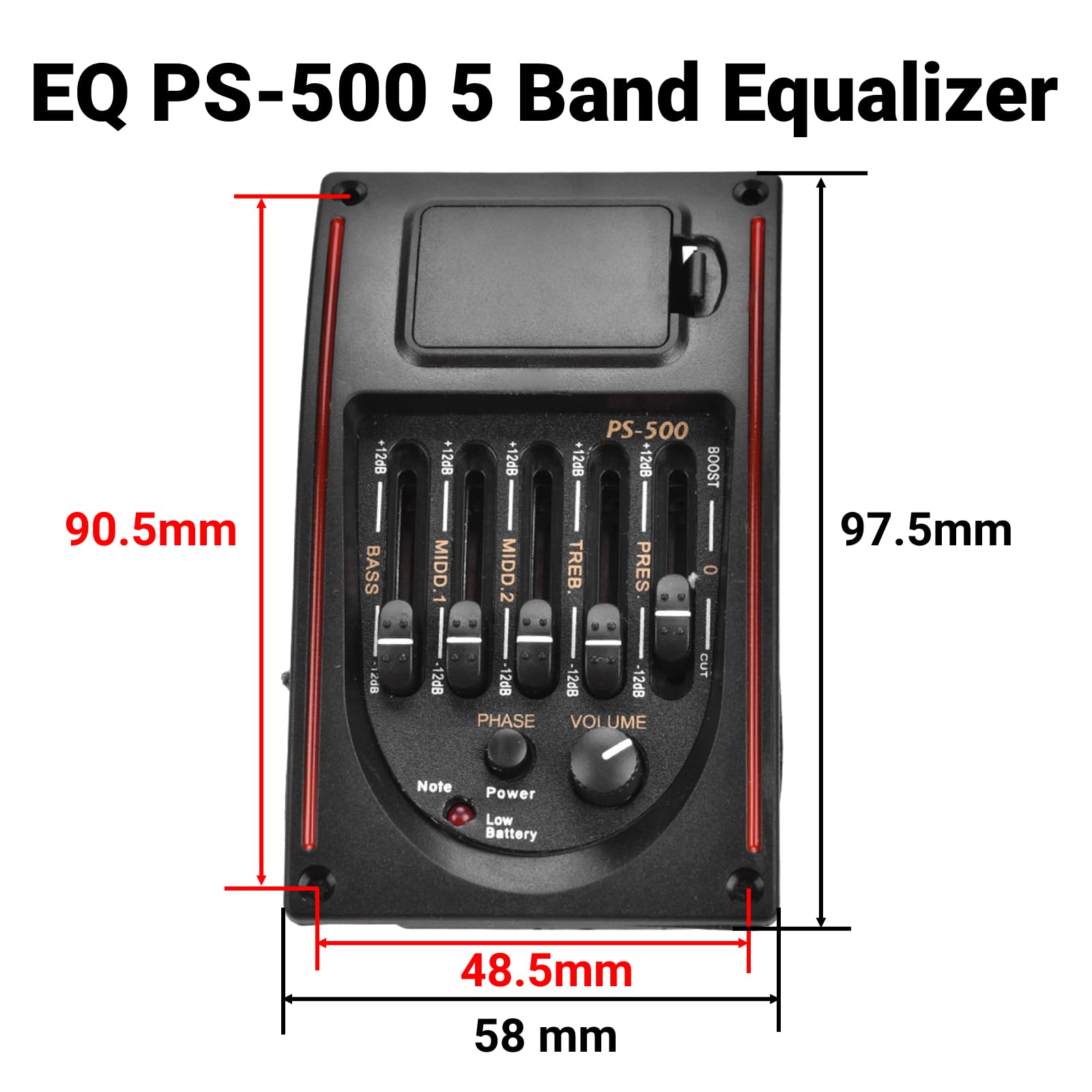 EQ Gitarren-Equalizer PS-500 5-Band-Equalizer Akustikgitarren-Equalizer-Tuner Digitaler Tonabnehmer für Akustikgitarre Zubehör für Musikinstrumente